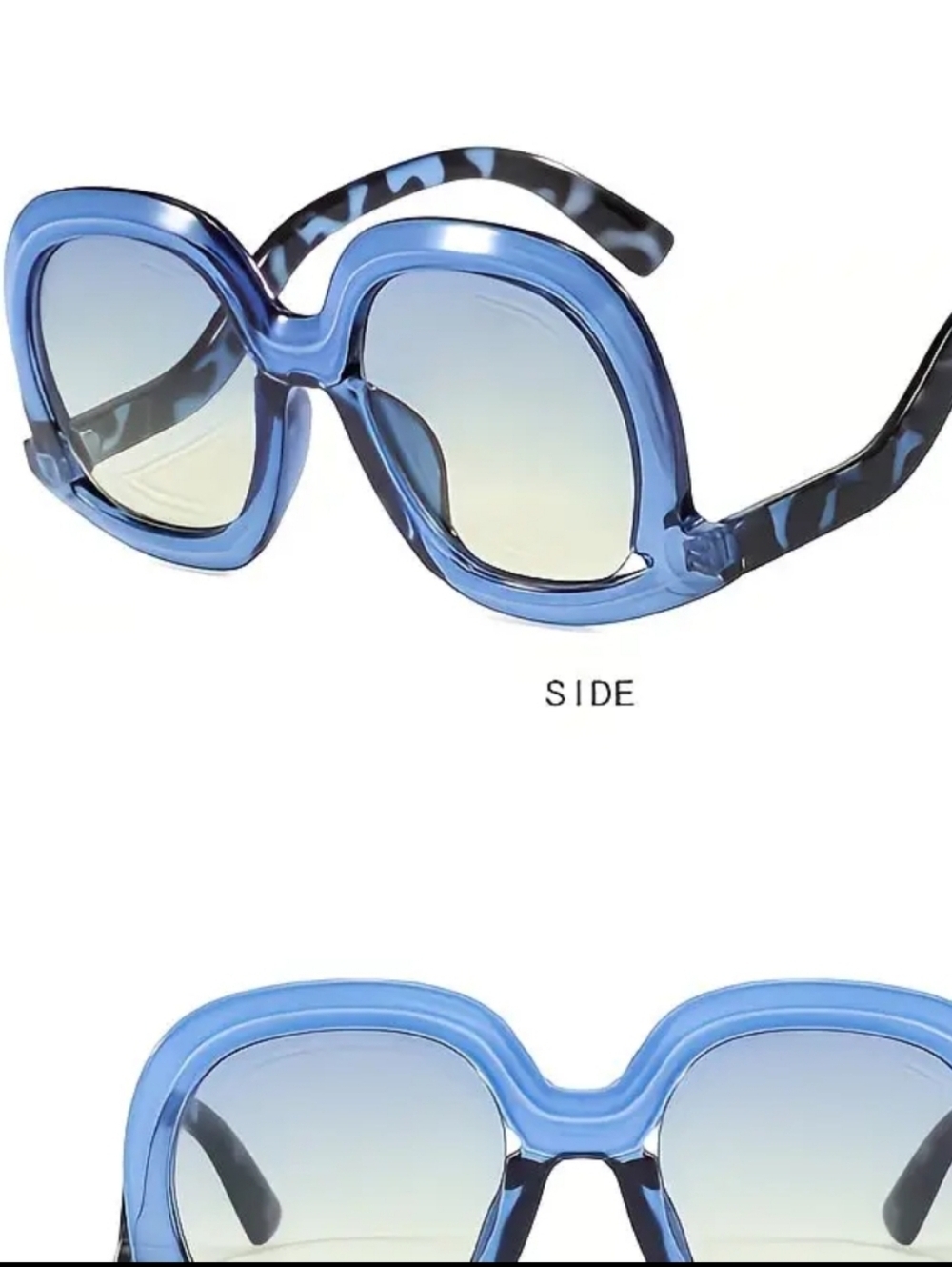 Blue Oversized Round Tortoise Arm Sunglasses - Picture 3 of 13